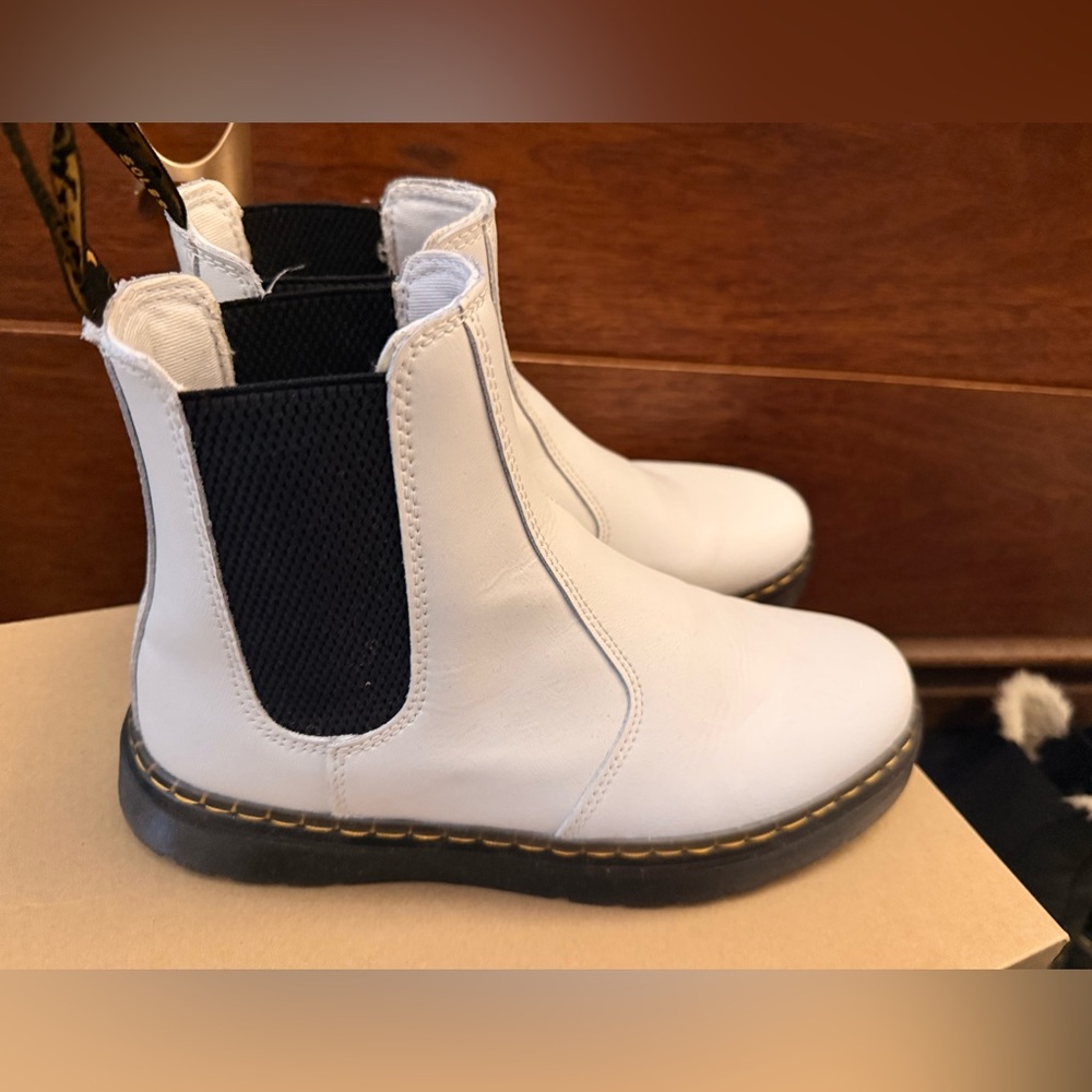 Dr Martens- White and Black Chelsea Boots